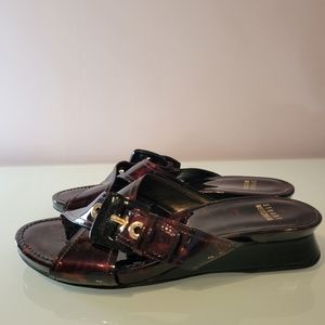 Stuart Weitzman Patent Leopard Sandal Size 8